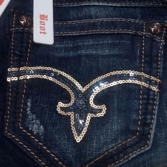 Rock Revival Women's 26 Bootcut Embellished Shimmer Dark Fade NWT - Picture 5 of 8